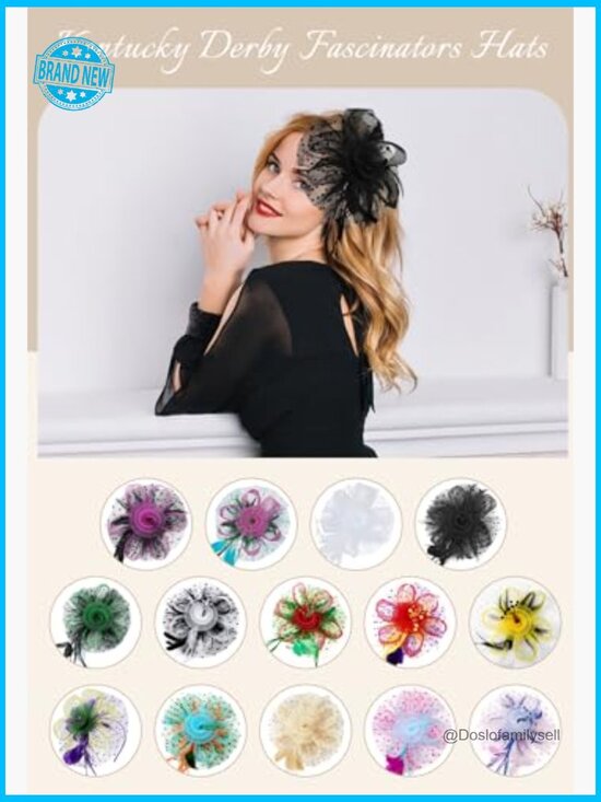 Mesh Fascinator Hat with Clip & Headband Vintage Church Derby Party main image 5